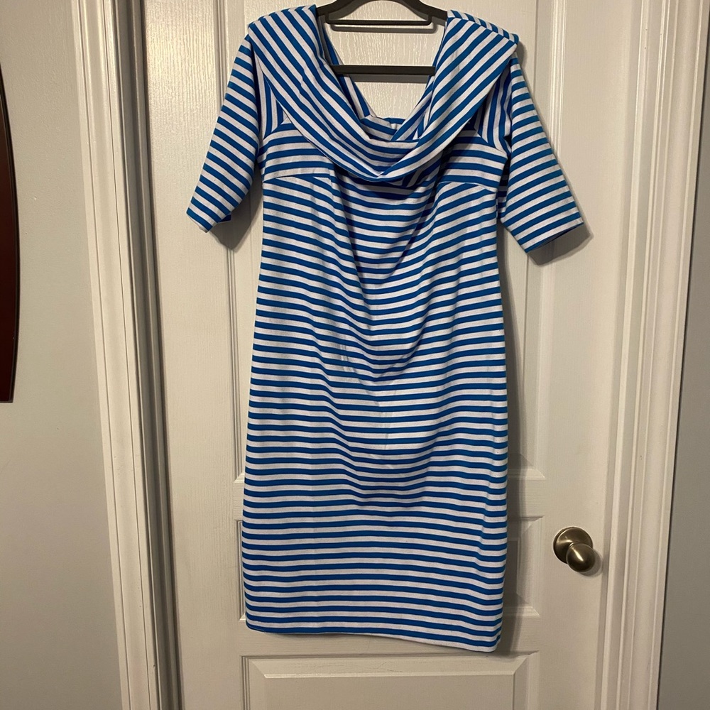 Blue and White Striped Dress